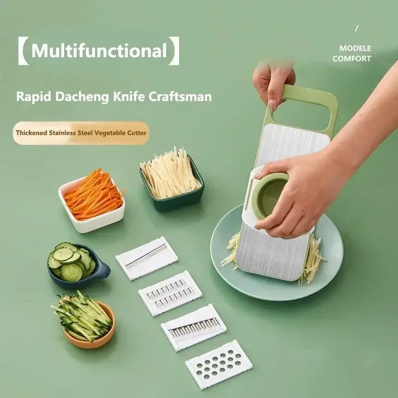 Multifunctional Vegetable Cutter & Slicer Set – Stainless Steel Mandoline Slicer with 5 Interchangeable Blades