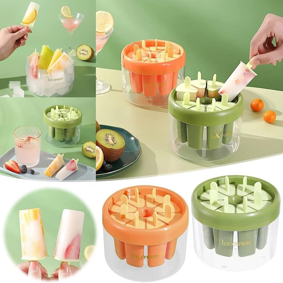8 Cavity Round Popsicle Candy Mold Set with Sticks