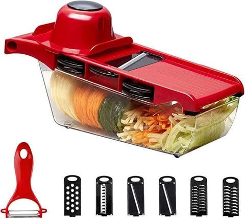 10 in 1 Mandoline Slicer Vegetable Cutter with Stainless Steel Blade Manual Potato Peeler Carrot Cheese Grater Dicer Kitchen Tool - Khachak