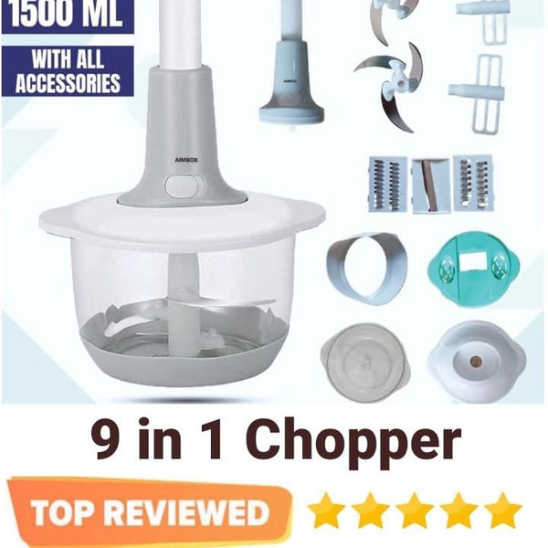 1500ML Manual Food Chopper with 3 Stainless Steel Blades - Khachak