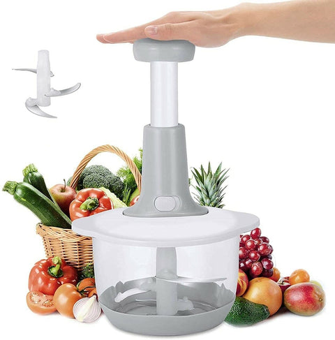 1500ML Manual Food Chopper with 3 Stainless Steel Blades - Khachak
