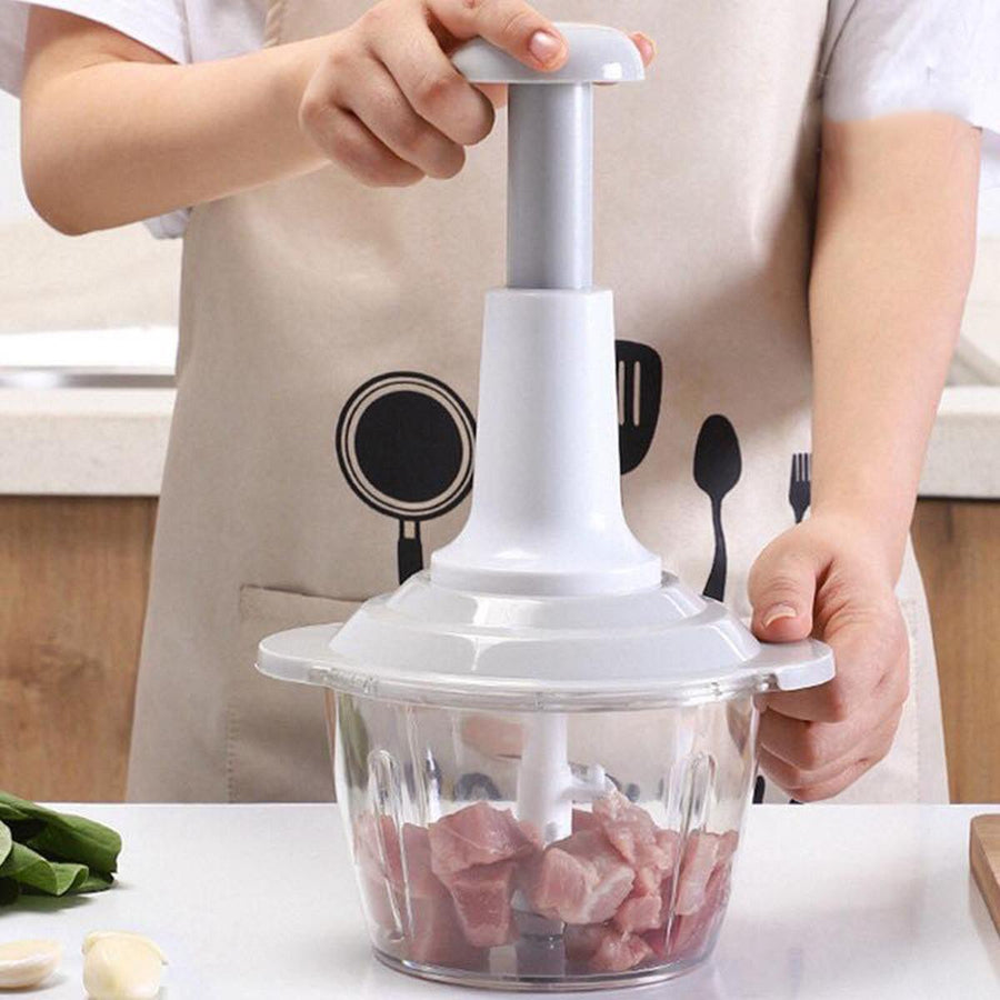 1500ML Manual Food Chopper with 3 Stainless Steel Blades