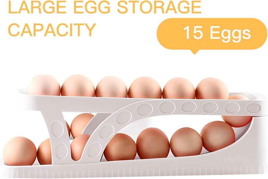Egg Dispenser, Egg Organizer, Space Saver For Organizing Egg, 2 Tier Roller Egg Tray For Fridge