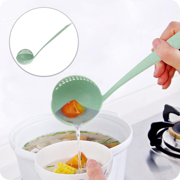 2 in 1 Plastic Draining Colander Soup Spoon, Scoop Colander Spoon Strainers Durable Drain Spoon Kitchen Accessories Strainers Kitchen Tools for Home, Hotel, Restaurant, Coffee Shop and More - Khachak