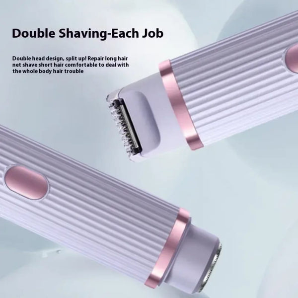 2 in 1 Women Electric Shaver Dual Head Bikini Trimmer for Women IPX7 Waterproof Wet & Dry Use Body Hair Trimmer and Facial Hair Remover for Bikini Underarm Leg Arm Body Face - Khachak