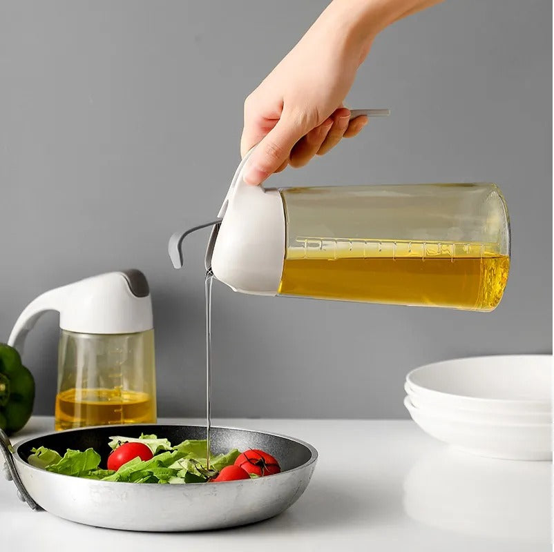 Glass Oil Bottle & Dispenser Jug Dual-purpose Oil Dispenser For Pouring And Spraying, High-pressure sprayer for even oil distribution 450ml (random color)