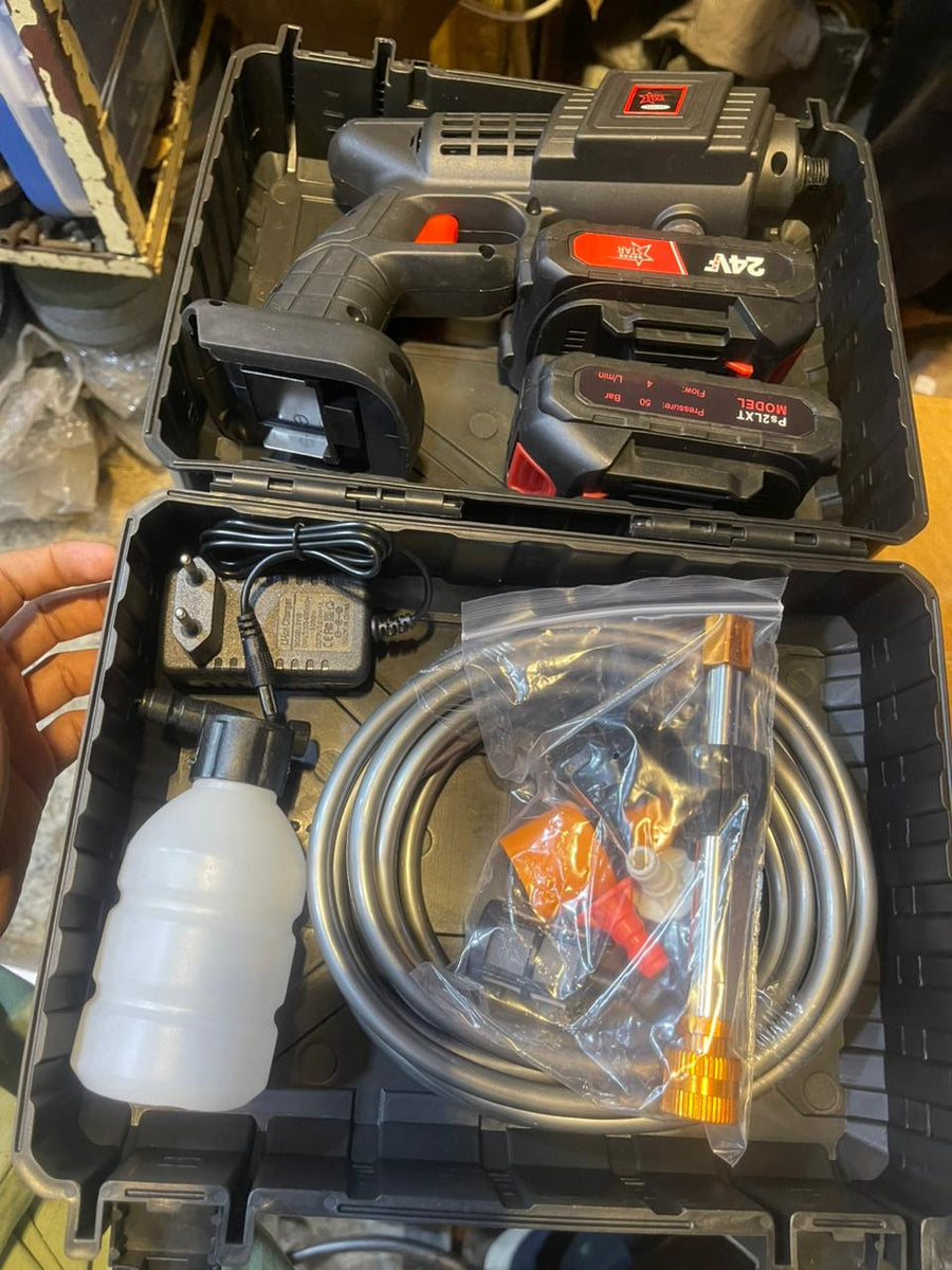 Automatic Cordless Car Wash Spray Gun 21V | High Pressure Portable Pressure Washer with Lithium Battery (Double Battery)