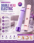 2 in 1 Women Electric Shaver Dual Head Bikini Trimmer for Women IPX7 Waterproof Wet & Dry Use Body Hair Trimmer and Facial Hair Remover for Bikini Underarm Leg Arm Body Face