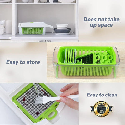 16-in-1 Mandoline Vegetable Slicer & Food Chopper | Veggie Cutter, Cheese Grater, Onion & French Fry Slicer