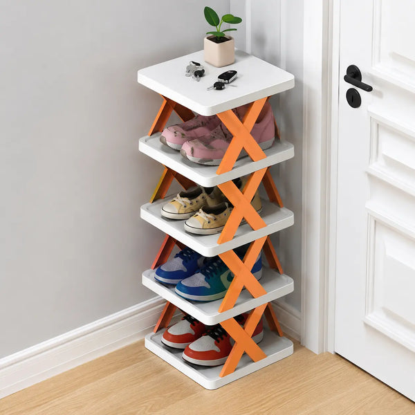 5 Layer High Quality Foldable X Shape Plastic Shoe Rack 5 layer With Box