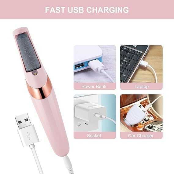 USB Rechargeable Foot Callus Remover – Electric File with LED Light & 2-Speed Settings for Smooth Feet