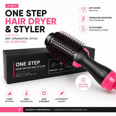 One Step Hot Air Brush Dryer And Straightener