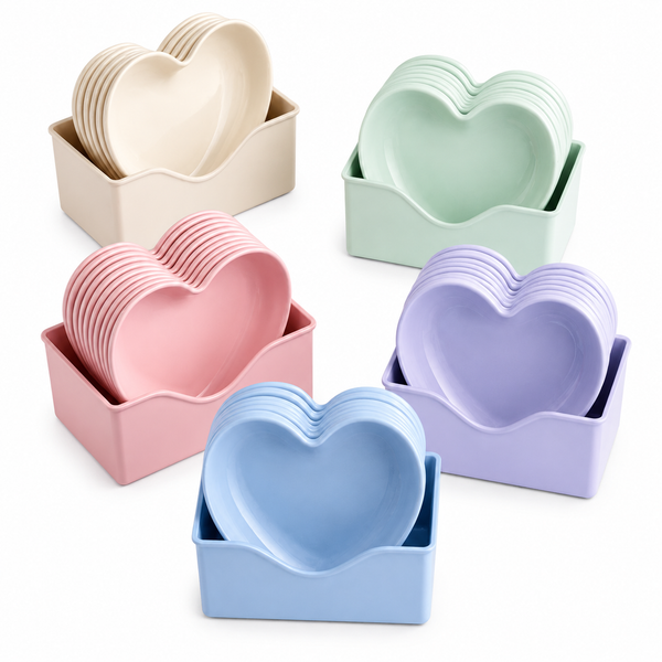 10Pcs Multi-function Spit Bone Heart Shape Plate Set Dish Household Food Grade Plastic Spit Bone Dish Hearts Plate Set Dining Table Garbage Plates Small Plates Snakes Plate for Snacks