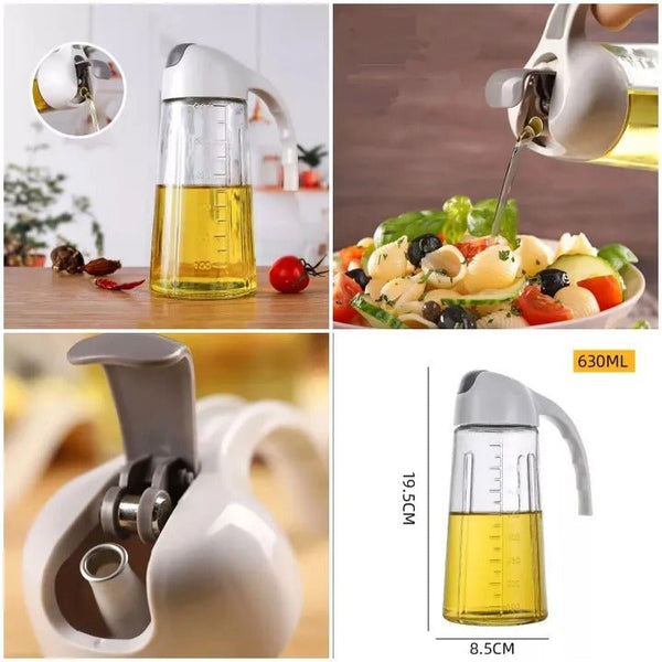 Glass Oil Bottle & Dispenser Jug Dual-purpose Oil Dispenser For Pouring And Spraying, High-pressure sprayer for even oil distribution 450ml (random color) - Khachak