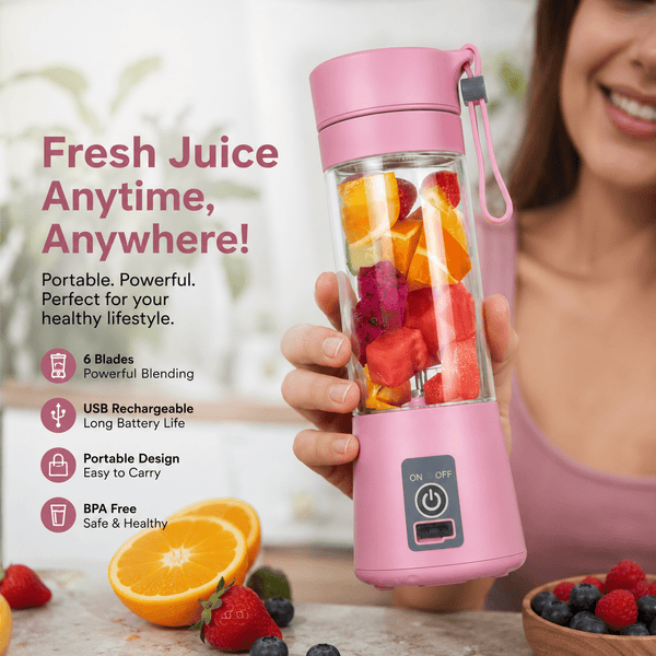 Juicer Blender 6 Blades USB Portable 380ml Mini Fruit Bottle Juicer Small Blender - Khachak