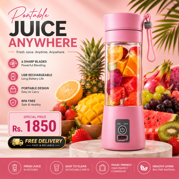 Juicer Blender 6 Blades USB Portable 380ml Mini Fruit Bottle Juicer Small Blender - Khachak