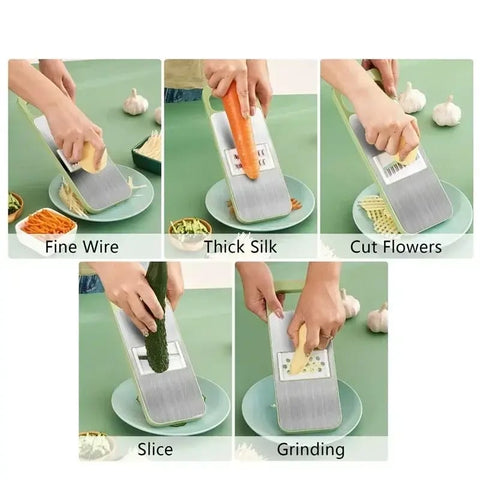 Multifunctional Vegetable Cutter & Slicer Set – Stainless Steel Mandoline Slicer with 5 Interchangeable Blades - Khachak