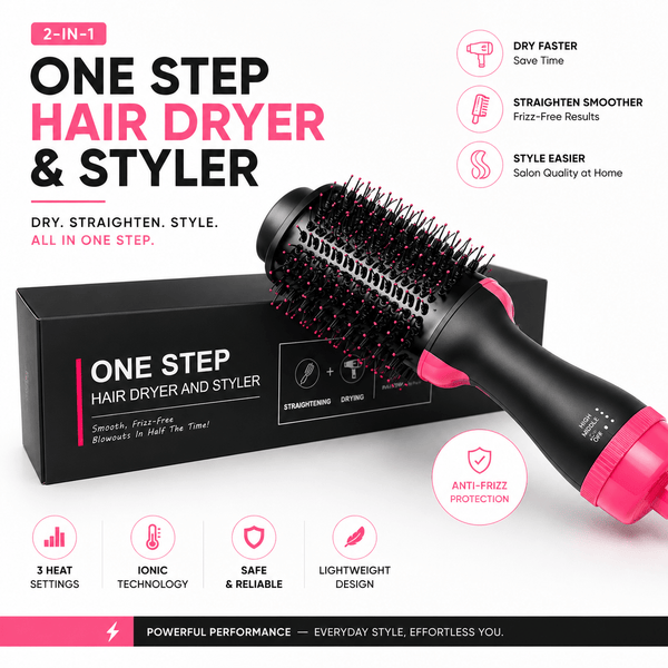 One Step Hot Air Brush Dryer And Straightener - Khachak