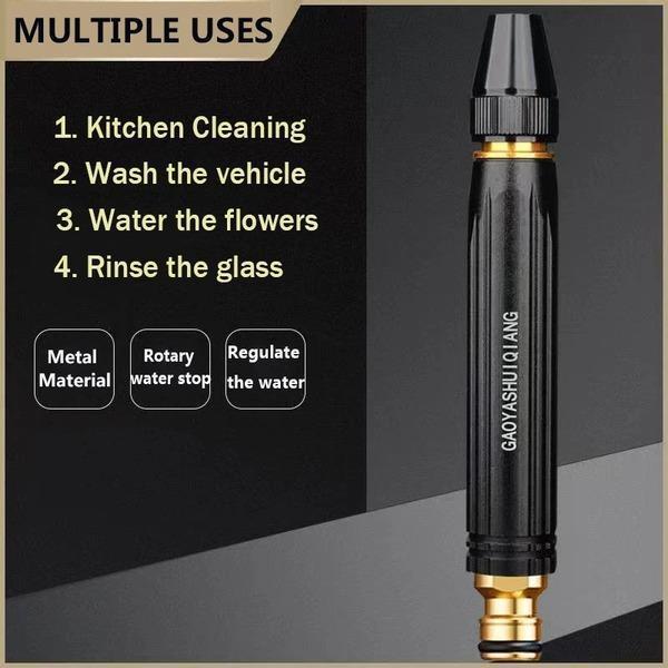 Premium Quality Water Pressure Nozzle Black Metal Garden Cleaning - Khachak