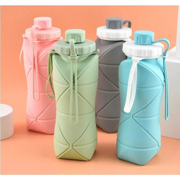 Silicone Folding Bottle | 600ML Silicon Foldable Bottle | Smart Travel Bottle Collapsible Design - Khachak