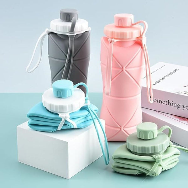 Silicone Folding Bottle | 600ML Silicon Foldable Bottle | Smart Travel Bottle Collapsible Design - Khachak