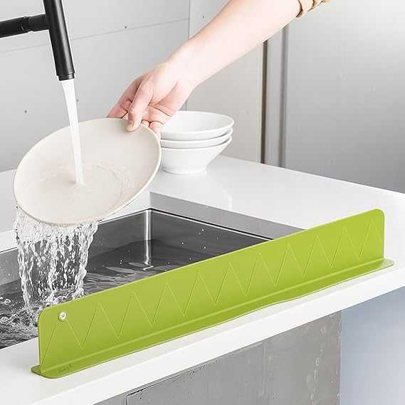 Silicone Sink Splash Guard with Suction Cups, Splatter Board for Kitchen and Bathroom Sinks - Khachak