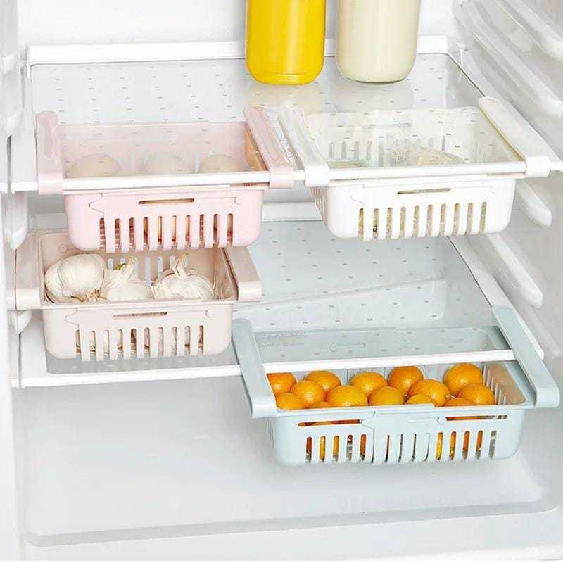 Stretchable Fridge Organizer Basket – Adjustable Space-Saving Storage Box