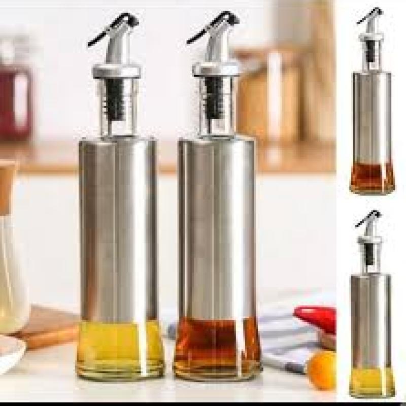 Steel Case Nozzle Glass Oil Bottle 300ml - Khachak