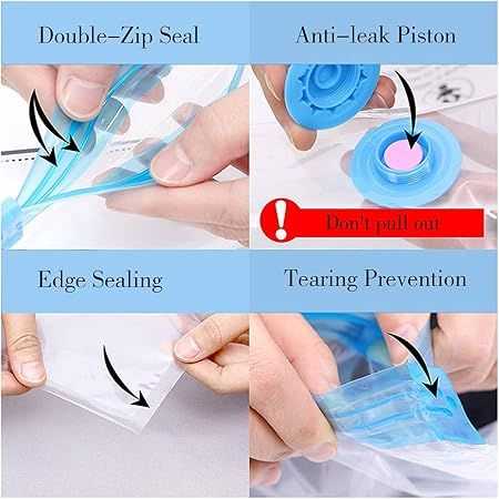 Vacuum Storage Bags Set (5 Bags + 1 Pump) – Space Saving Compression Bags - Khachak